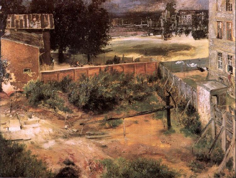 Adolph von Menzel Rear of House and Backyard Germany oil painting art